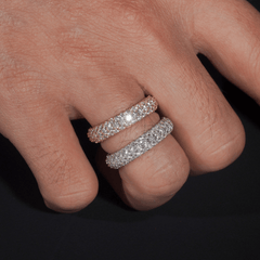 GL 3-Rows Vvs Moissanite Diamond Eternity Ring For Men Solid Silver Hip Hop Ring