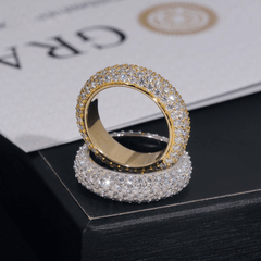 GL 4-Rows Vvs Moissanite Diamond Eternity Ring For Men  Silver Hip Hop Ring
