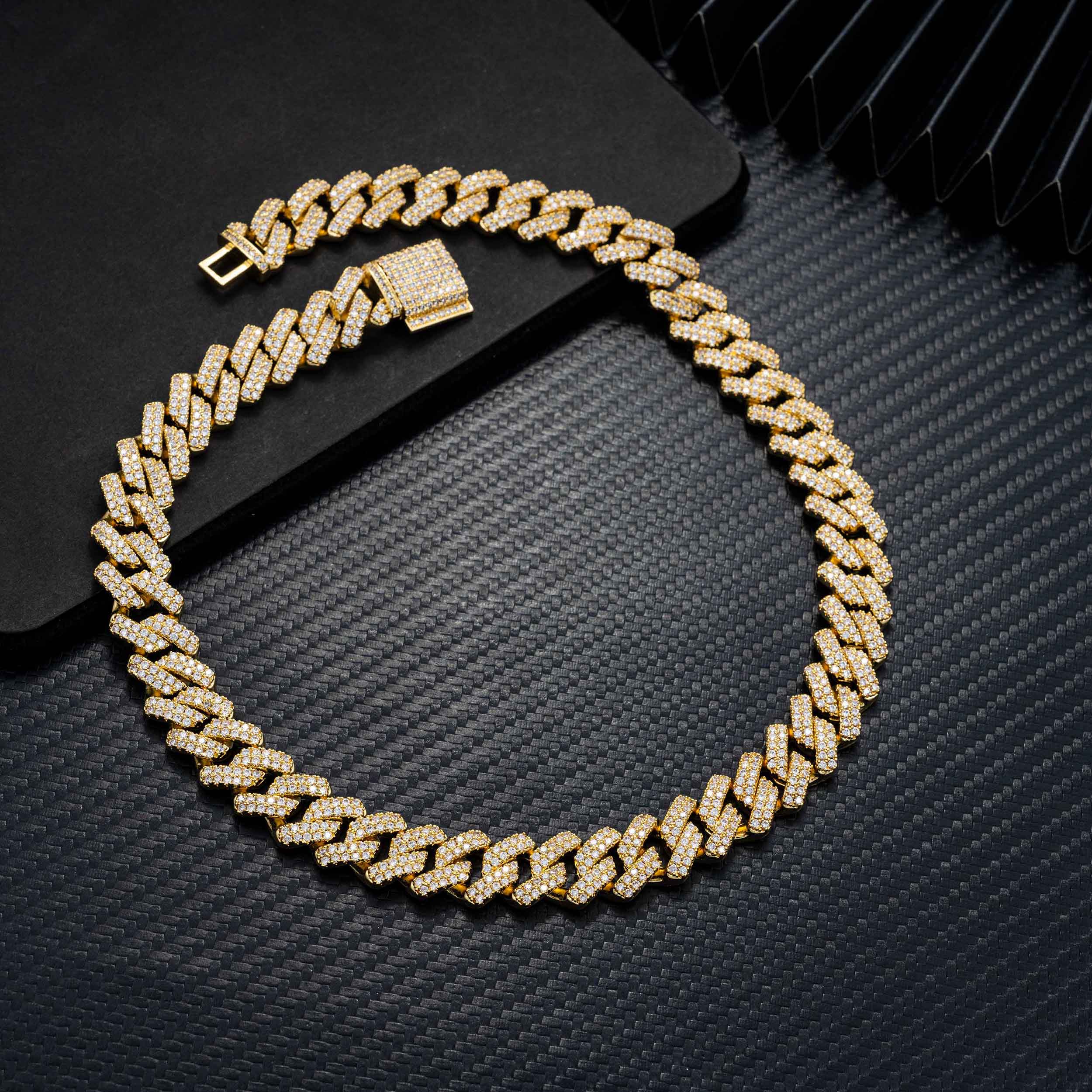 14MM 2 Rows VVS Moissanite EDG Cuban Link Chain