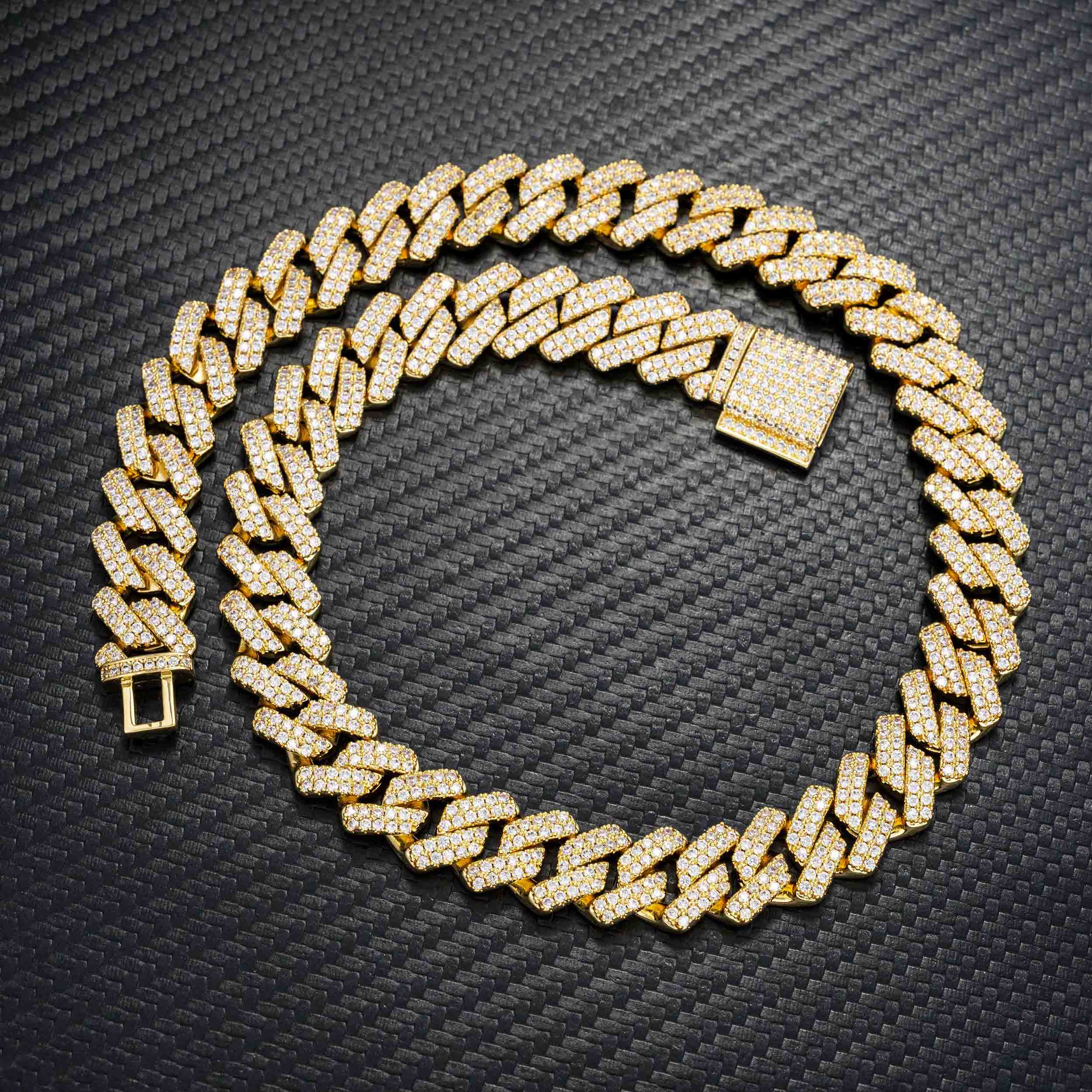 14MM 2 Rows VVS Moissanite EDG Cuban Link Chain