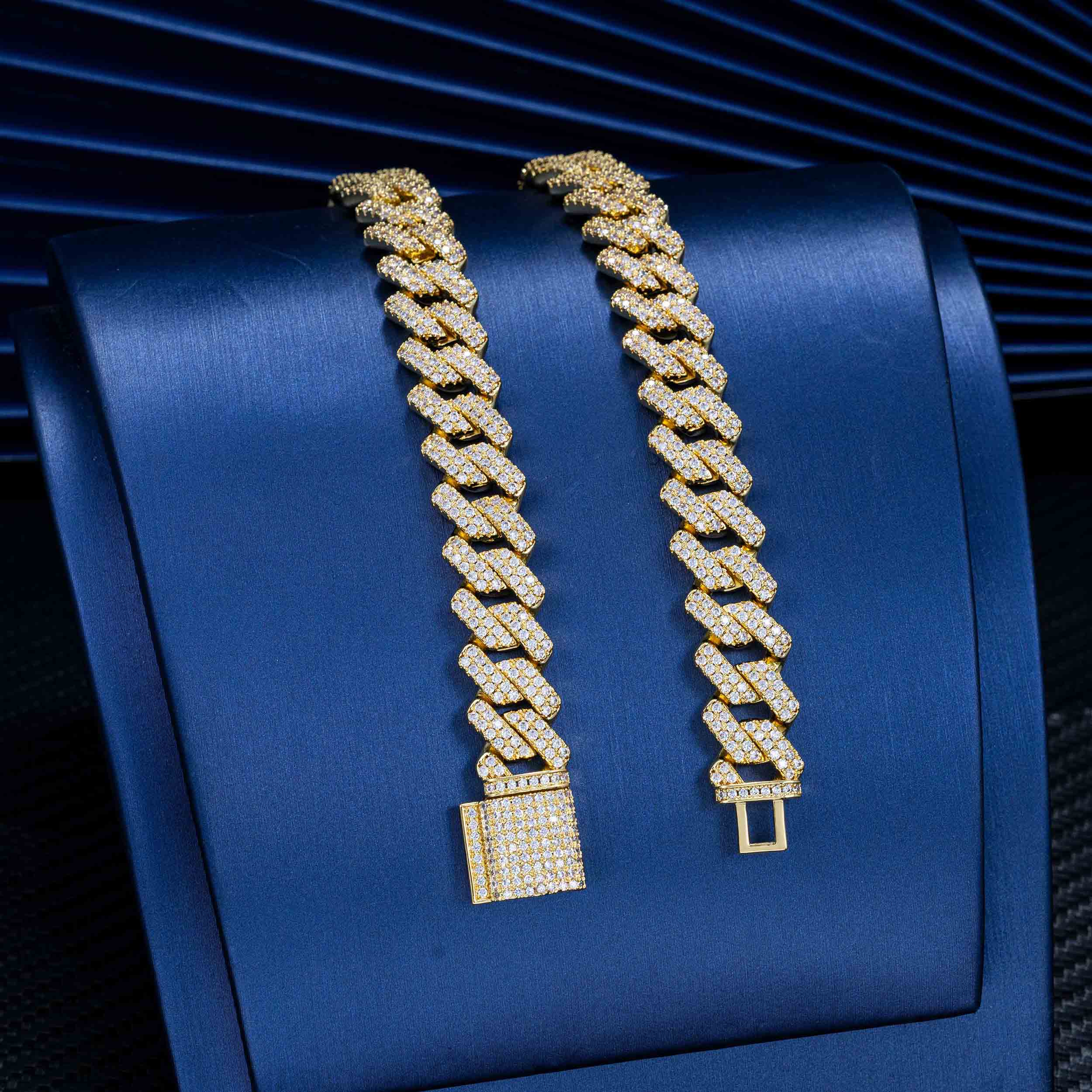 14MM 2 Rows VVS Moissanite EDG Cuban Link Chain