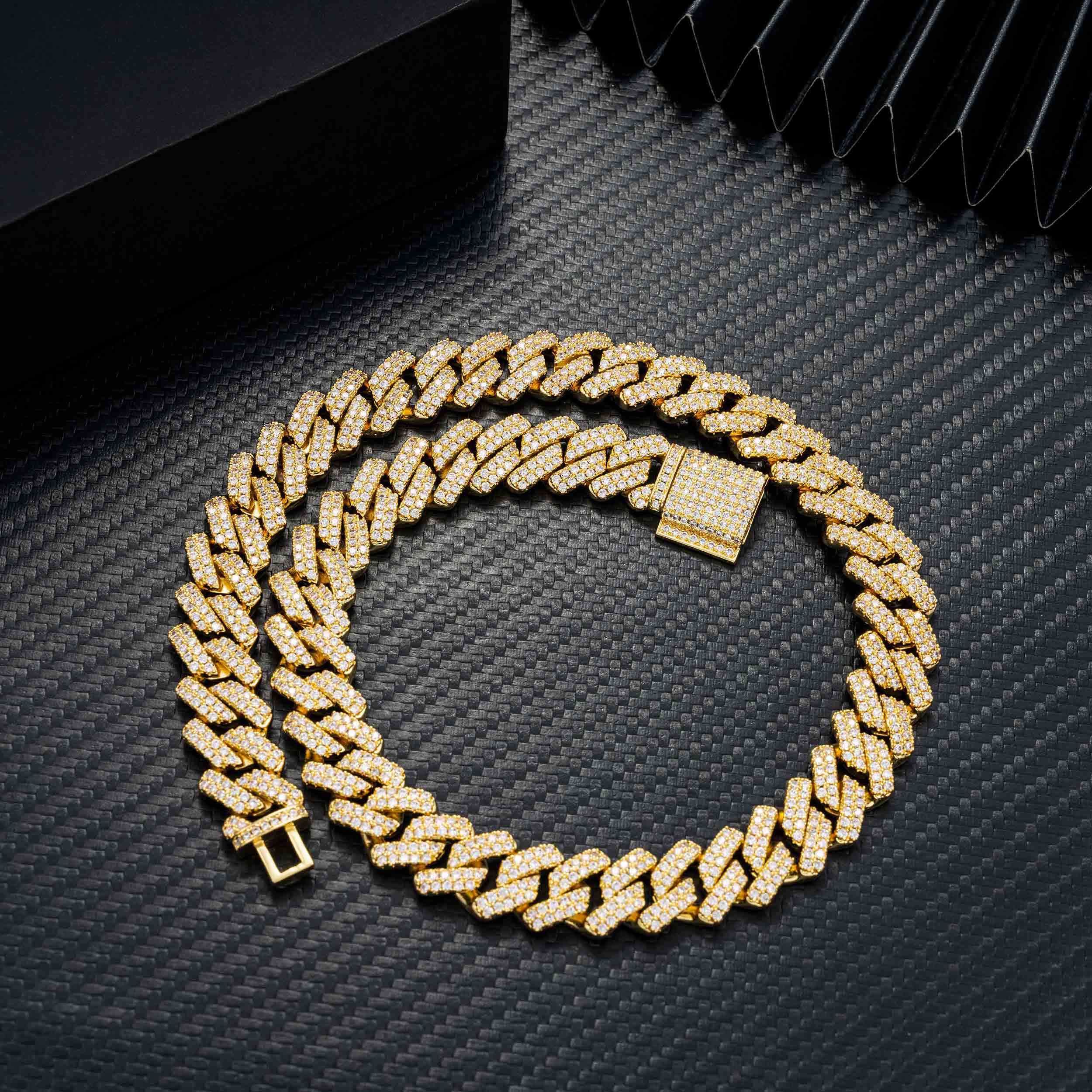 14MM 2 Rows VVS Moissanite EDG Cuban Link Chain