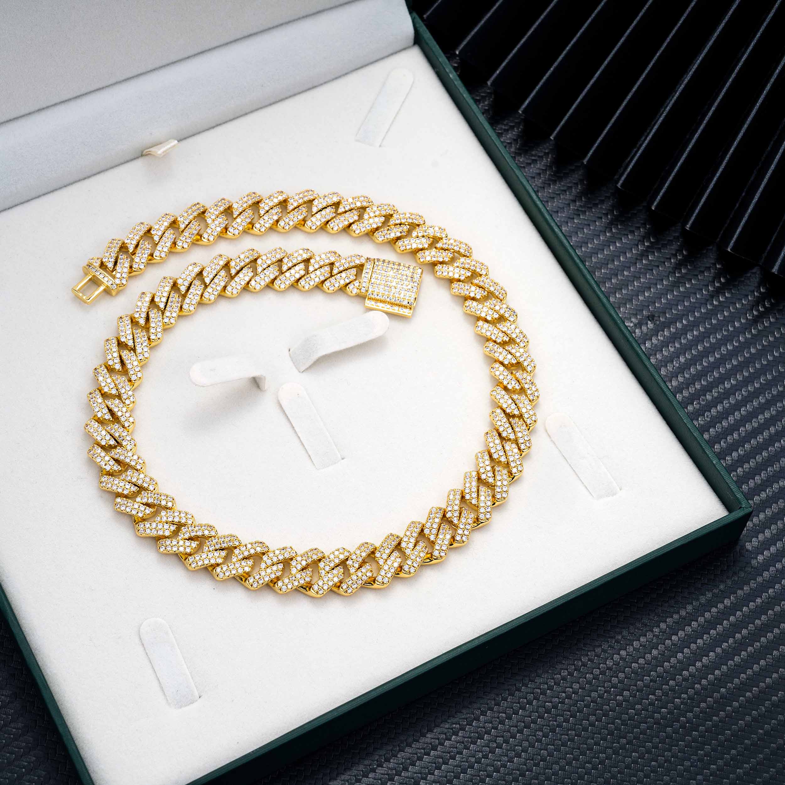 14MM 2 Rows VVS Moissanite EDG Cuban Link Chain