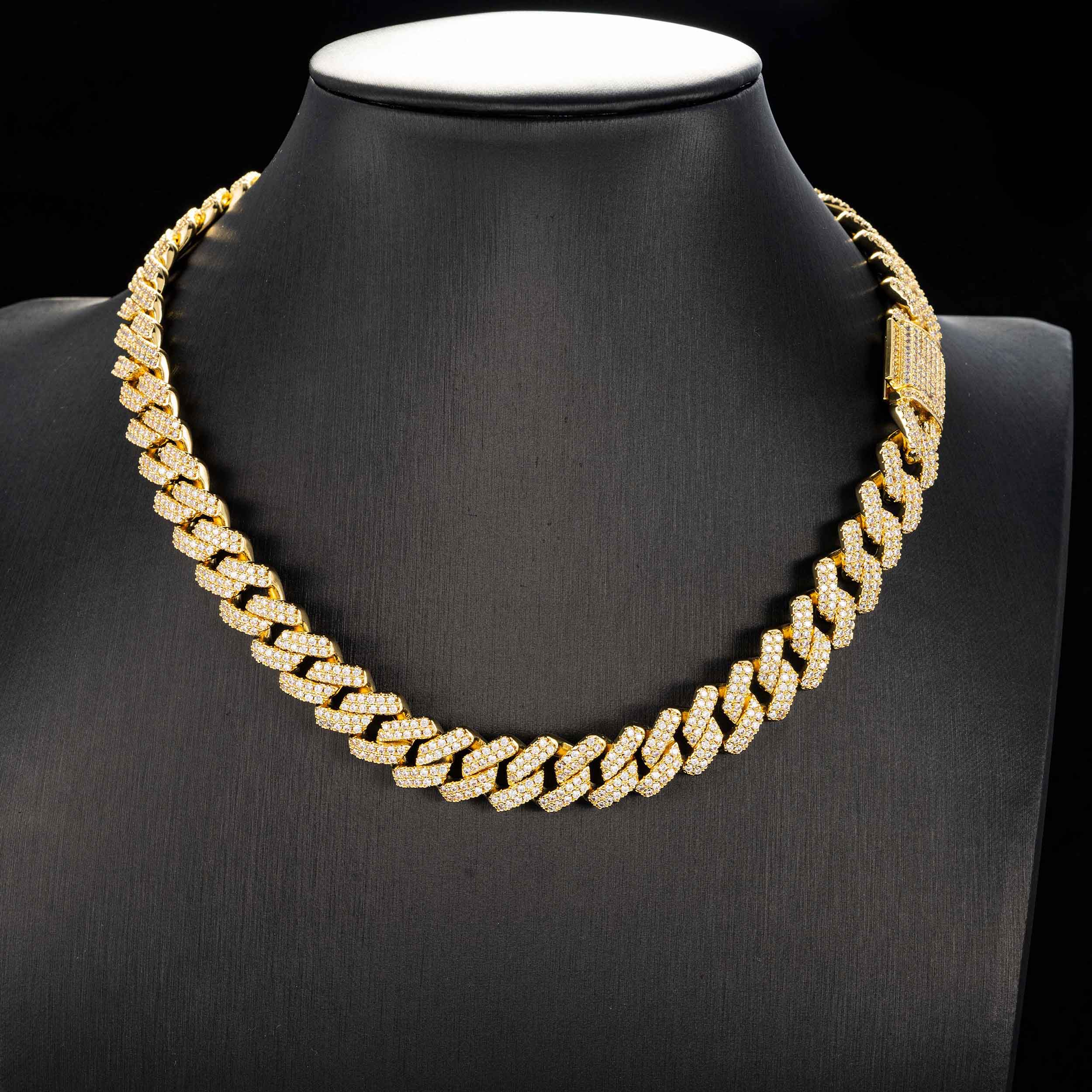14MM 2 Rows VVS Moissanite EDG Cuban Link Chain