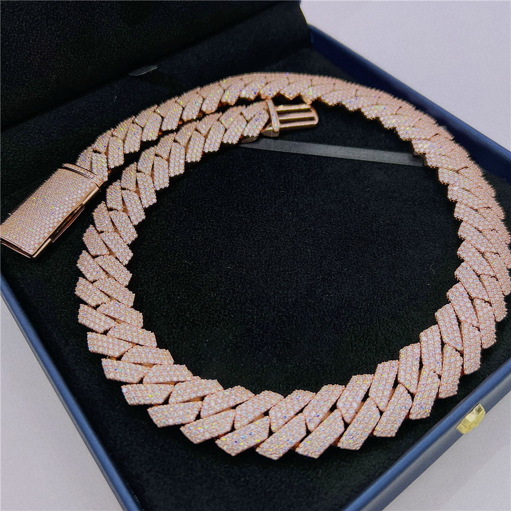 GL 20mm Rows Hip Hop Jewelry Choker VVS Moissanite Iced Out Cuban Link Chain Necklace