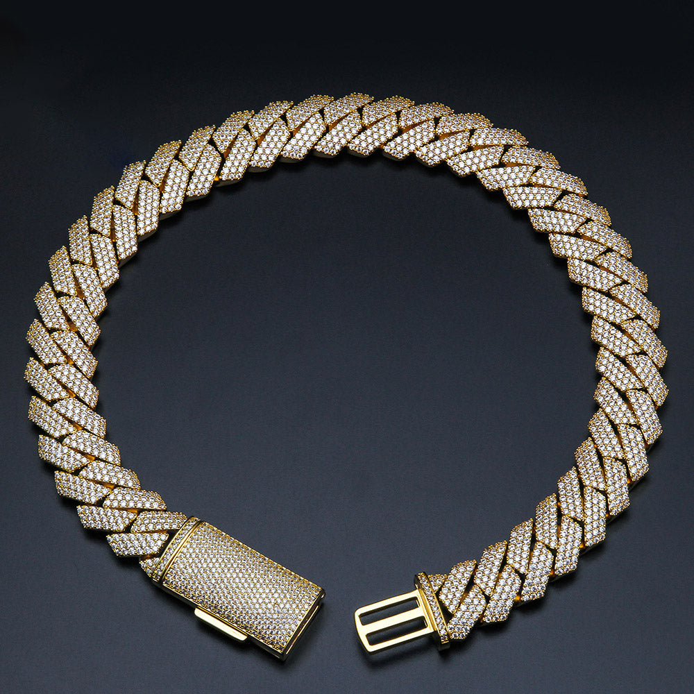 GL 20mm Rows Hip Hop Jewelry Choker VVS Moissanite Iced Out Cuban Link Chain Necklace