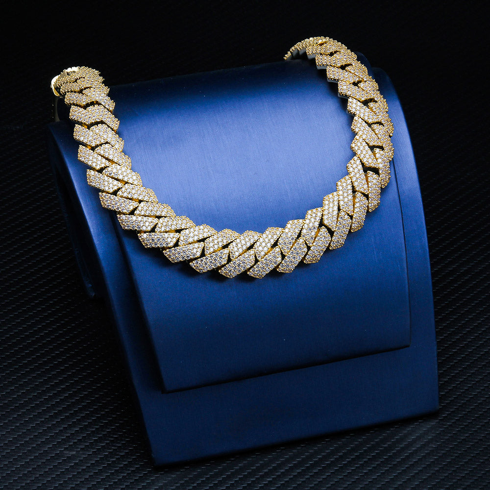 GL 20mm Rows Hip Hop Jewelry Choker VVS Moissanite Iced Out Cuban Link Chain Necklace