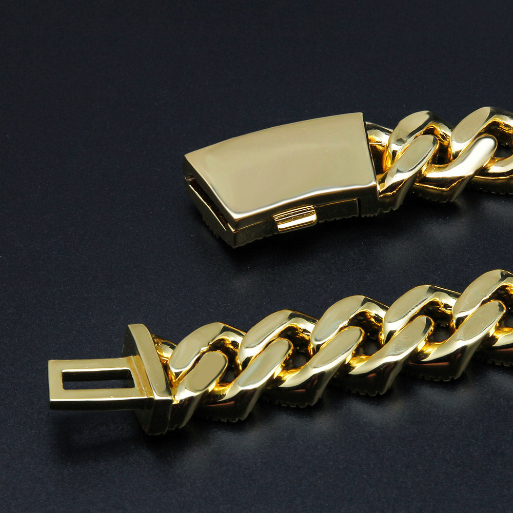 GL 15mm iced out Moissanite Diamond Cuban Miami Link Chain Necklace