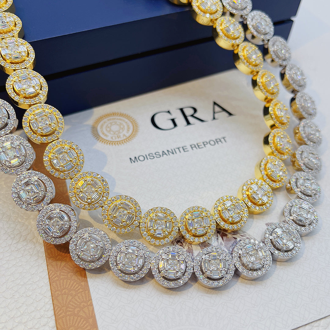 13mm Luxury 925 Silver Iced out VVS Moissanite Cluster Necklace Chain