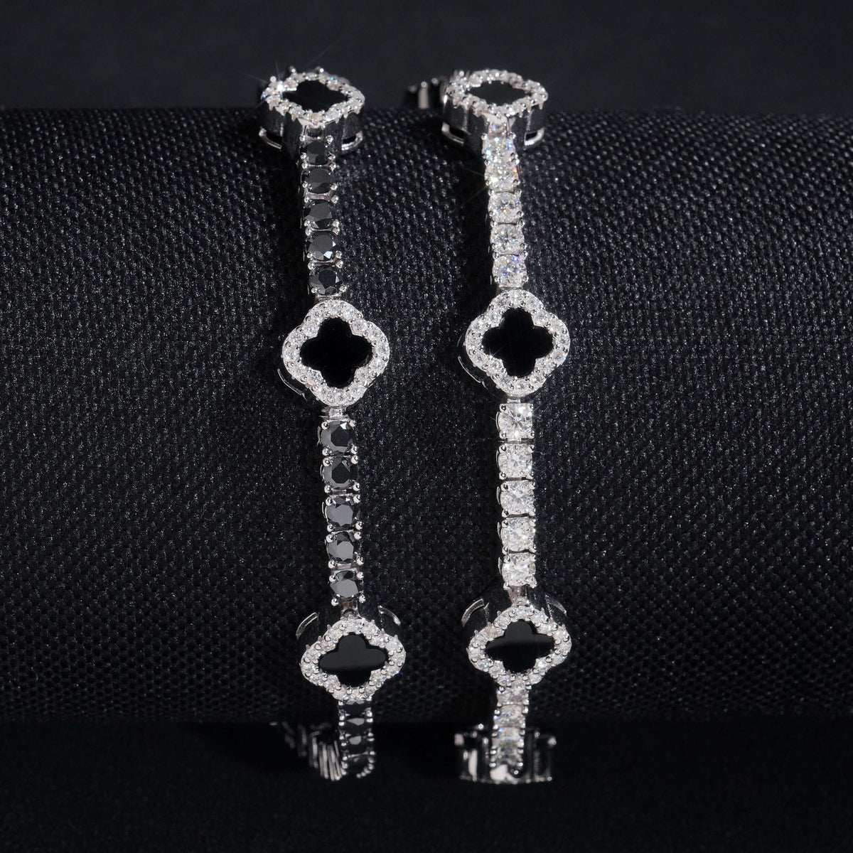 GL Black Onyx Clover 925 Silver Moissanite 3mm Tennis Chain