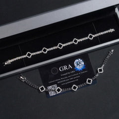 GL Black Onyx Clover 925 Silver Moissanite 3mm Tennis Chain